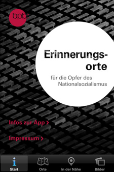 Startbildschirm der App Erinnerungsorte